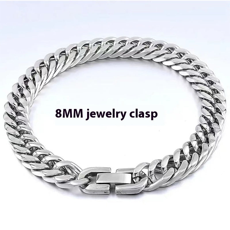 Domineering stainless steel bracelet with titanium steel buckle and diamonds