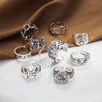 Fashionable butterfly and snake ring combination