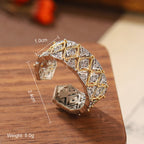 High quality natural stone geometric ring, versatile, retro, light-resistant