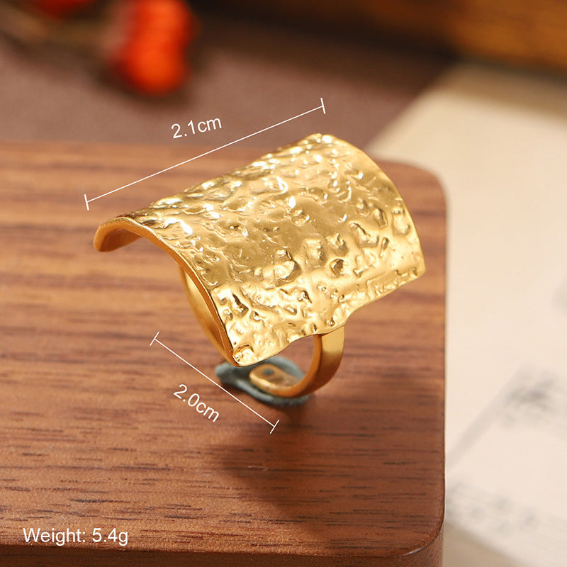 High quality natural stone geometric ring, versatile, retro, light-resistant