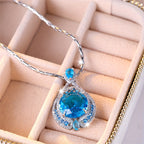 Collier pour femme simple et élégant avec pendentif à grands cristaux bleus - NovaShop NovaShop Blue Bigbuy