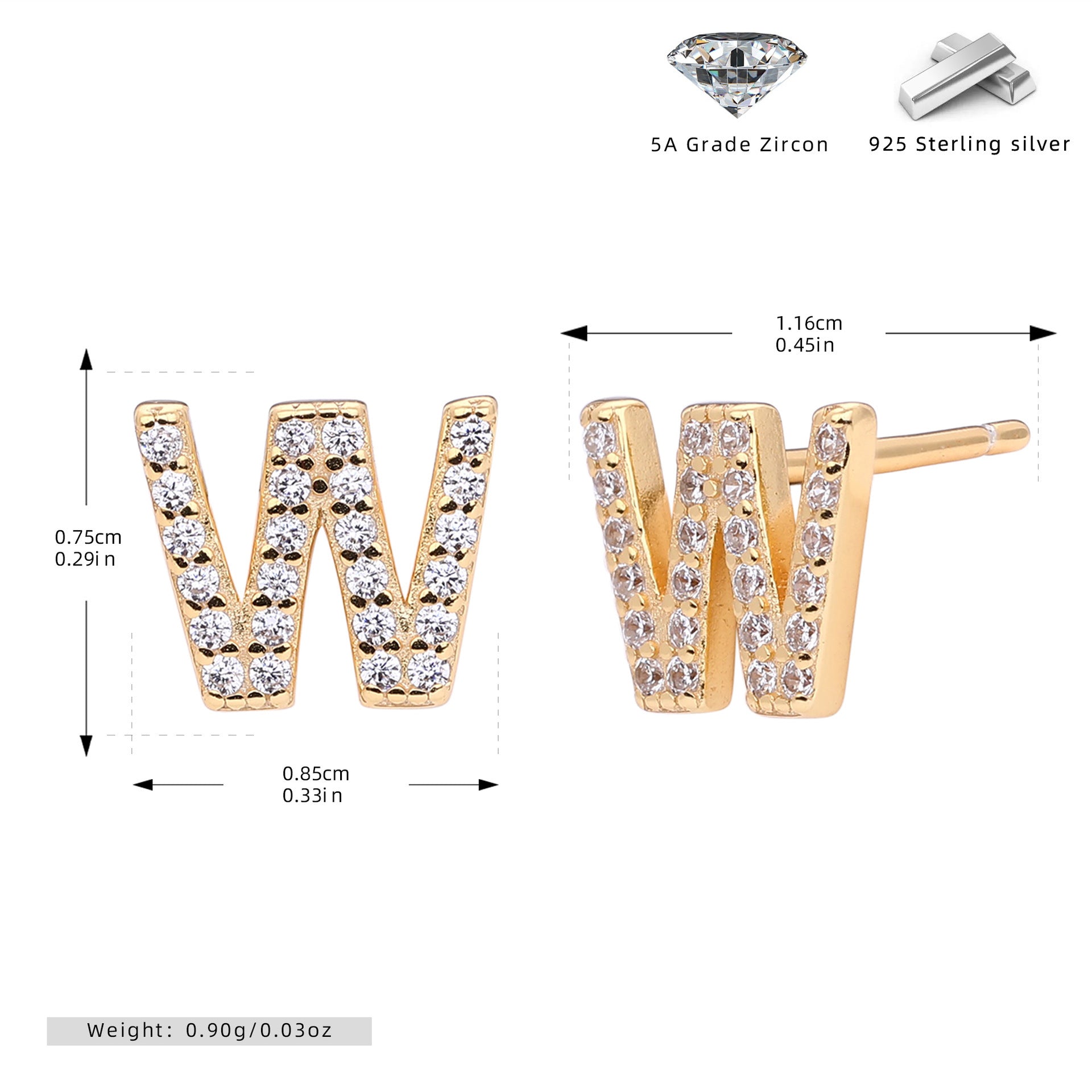 Elegant stud earrings for women with letters