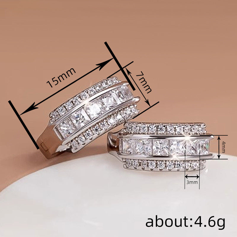 Square zircon set earrings – Elegance Japan-Korea