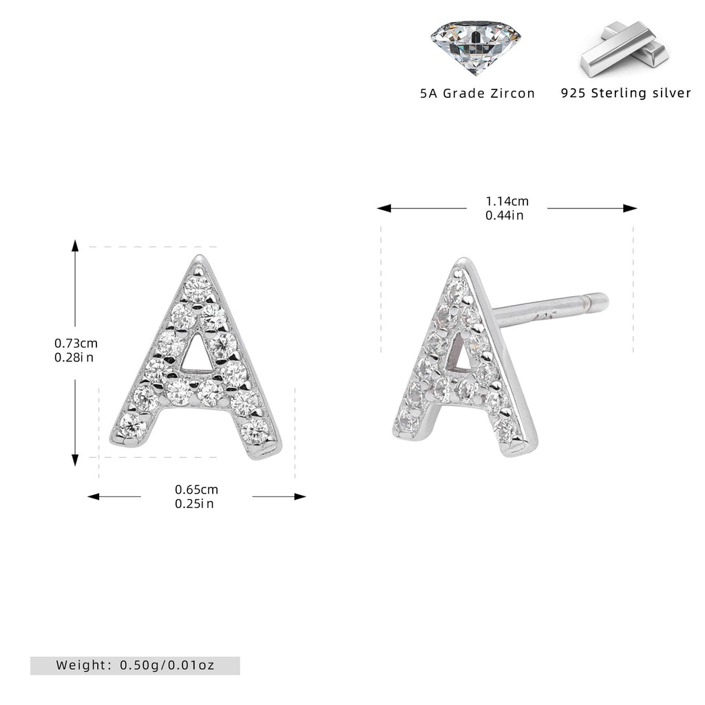Boucles d’oreilles puces élégantes pour femmes avec lettres - NovaShop NovaShop Platinum A / 925 Silver Bigbuy