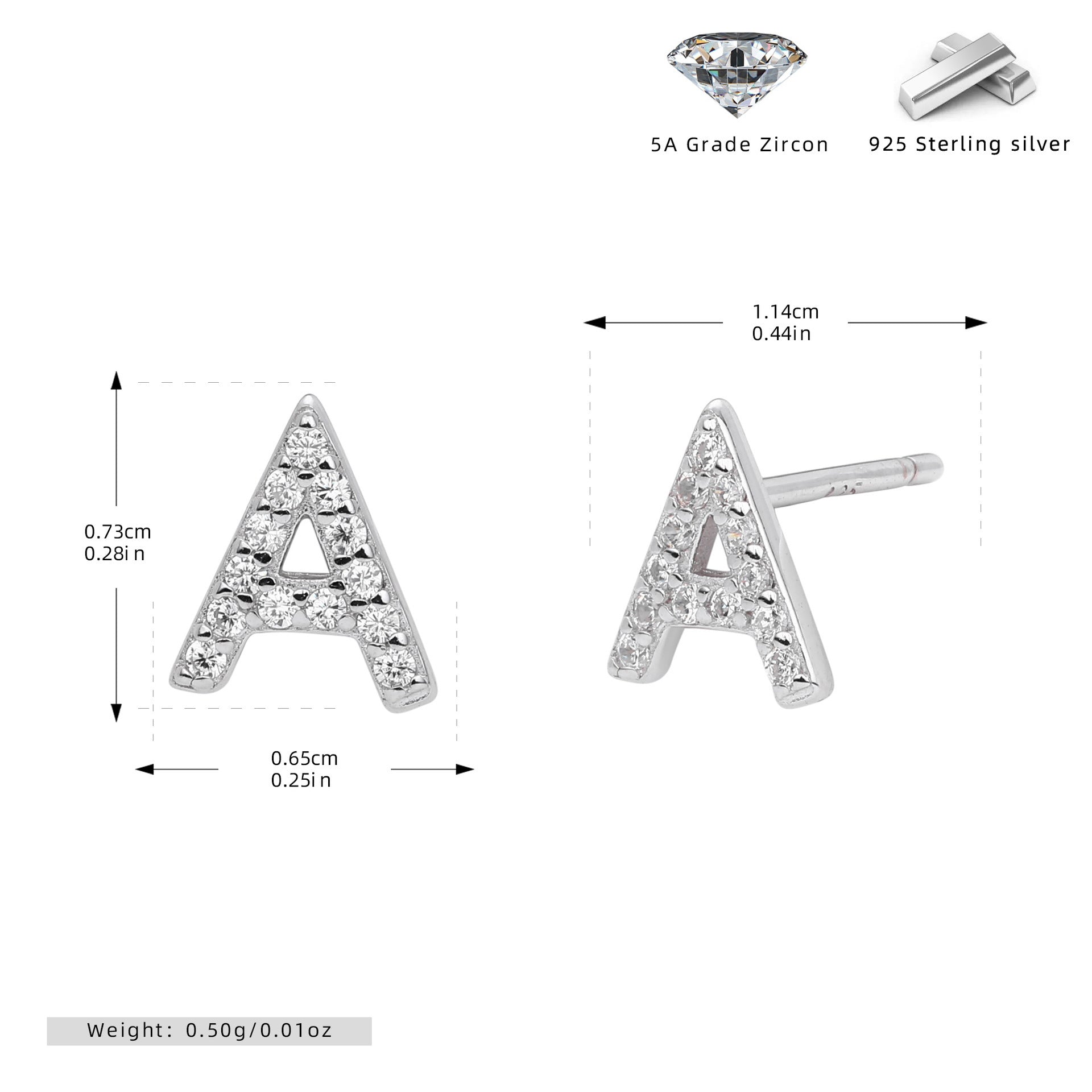 Boucles d’oreilles puces élégantes pour femmes avec lettres - NovaShop NovaShop Platinum A / 925 Silver Bigbuy