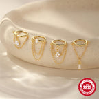 S925 Sterling Silver Geometric Diamond Tassel Cartilage Earring Chain