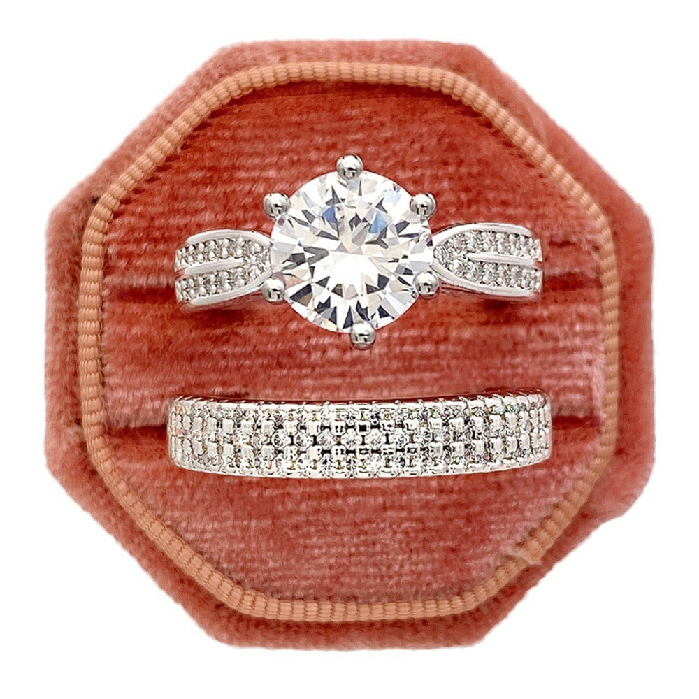 Luxury wedding combination ring with simple bracelet Elegant and refined
