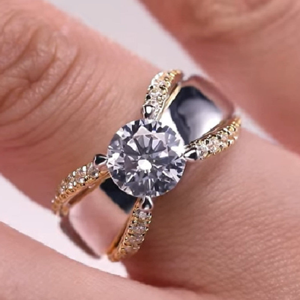 European and American Style Two-Tone Women's Ring