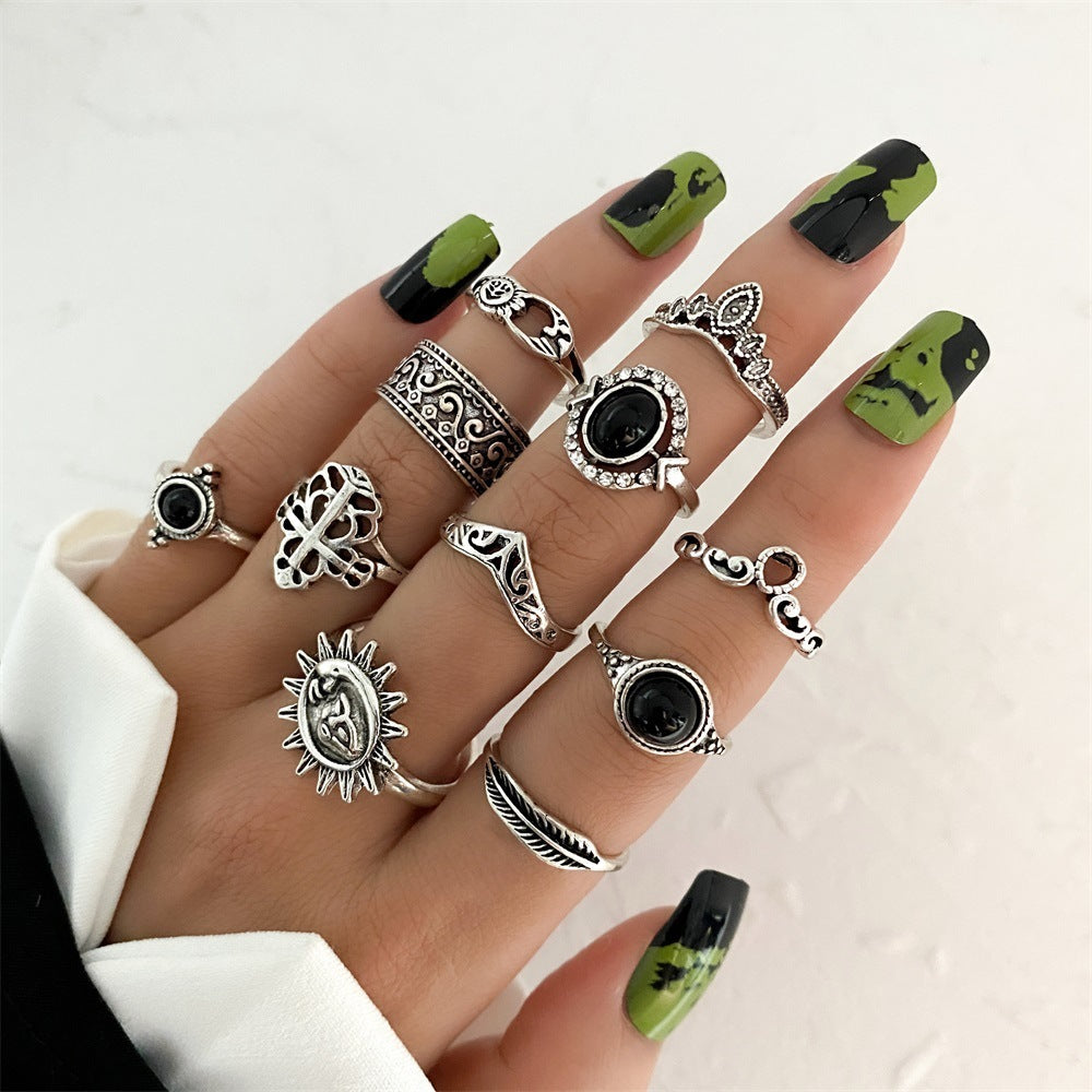Fashionable butterfly and snake ring combination