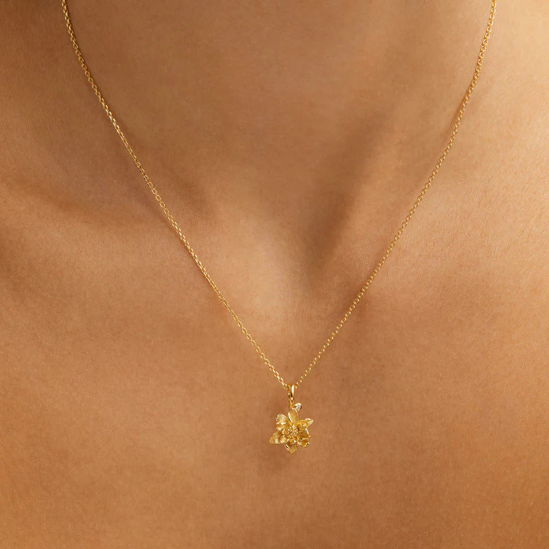 Creative stainless steel pendant necklace for women, December flower pattern, ideal for all occasions