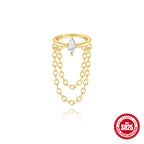 S925 Sterling Silver Geometric Diamond Tassel Cartilage Earring Chain