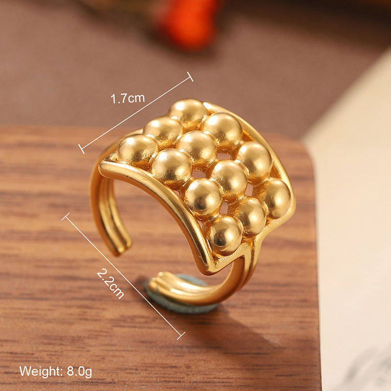 High quality natural stone geometric ring, versatile, retro, light-resistant