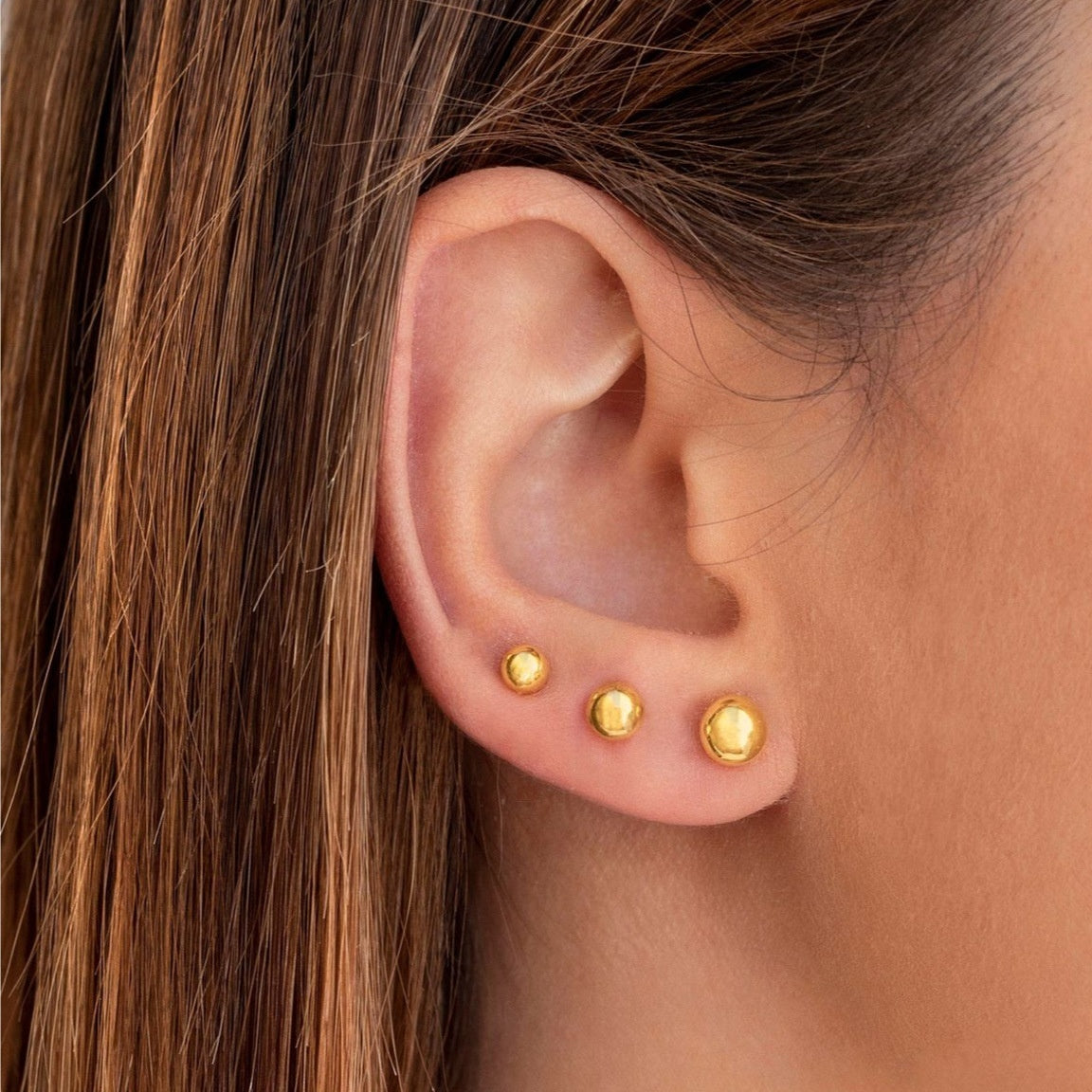 Boucles d’oreilles puces en acier inoxydable plaqué 18 carats, - NovaShop NovaShop MSE0015 G 3mm Bigbuy