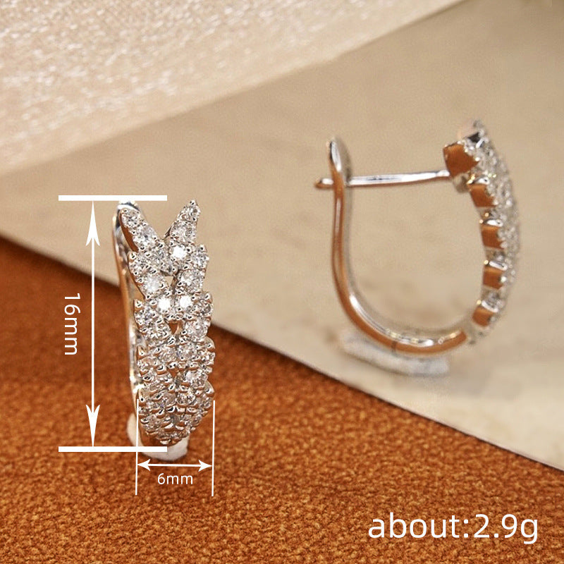 Boucles d’oreilles élégantes en forme de feuille de blé avec zircons - NovaShop NovaShop White Gold Color Bigbuy