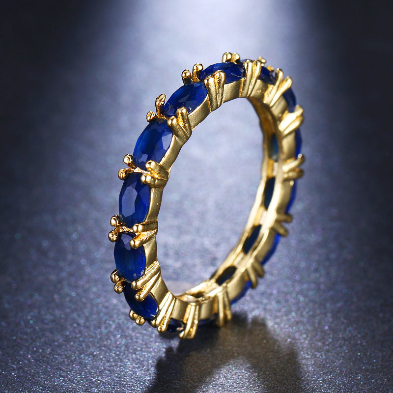 Gold Plated Women's Ring with Zircon - Elegant and Modern Square T Design