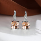 Korean style zircon inlaid square hook earrings
