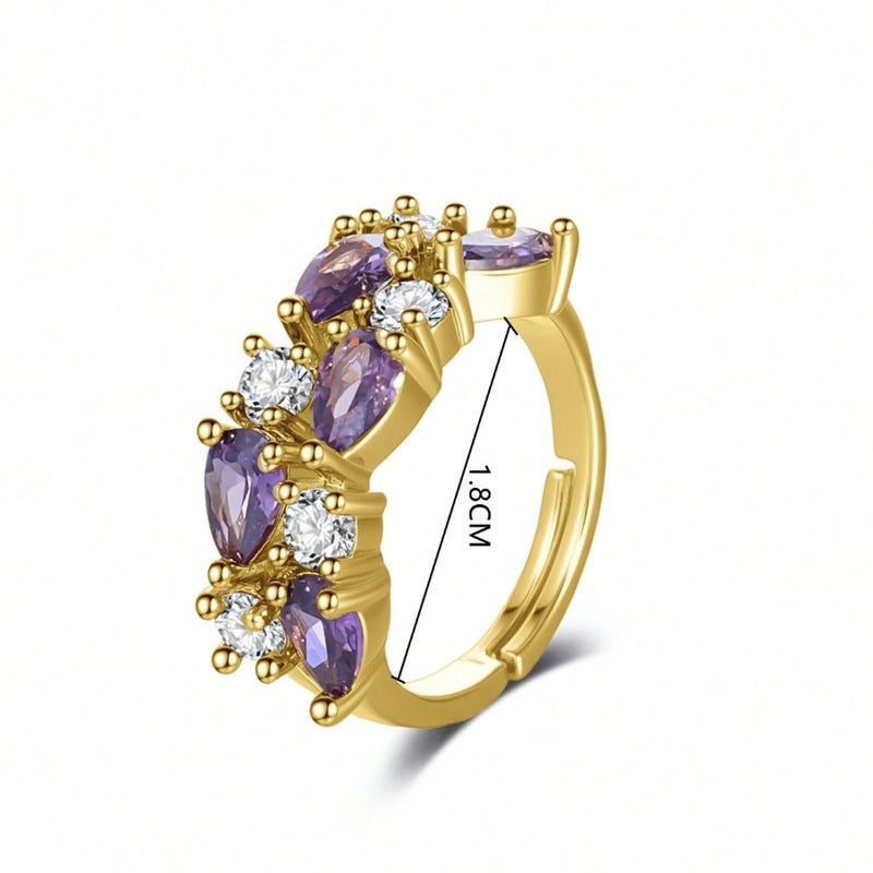 Elegant boho chic zircon ring for women, street jewelry