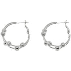 Boucles d’oreilles créoles en perles métalliques, style féminine - NovaShop NovaShop Silver Bigbuy