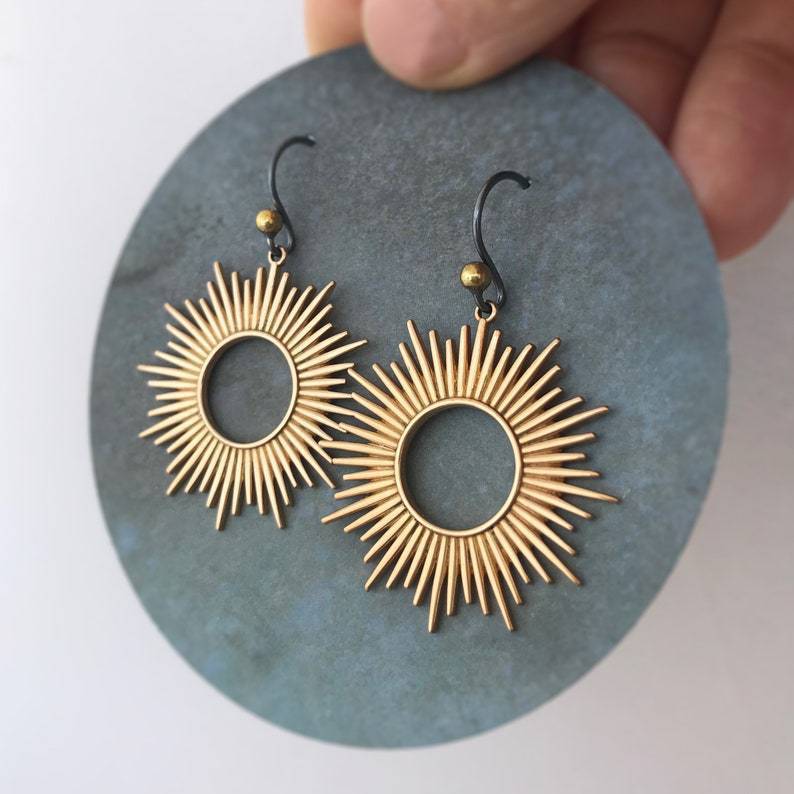 Retro style new earrings with hollow ring and aged effect