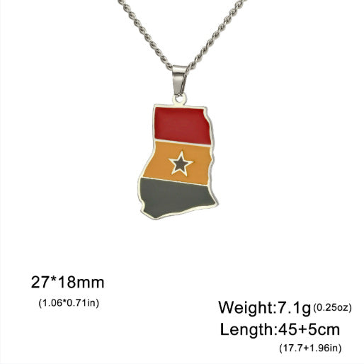 Country map oil drop pendant necklace