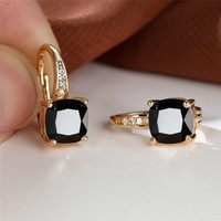 Korean style zircon inlaid square hook earrings