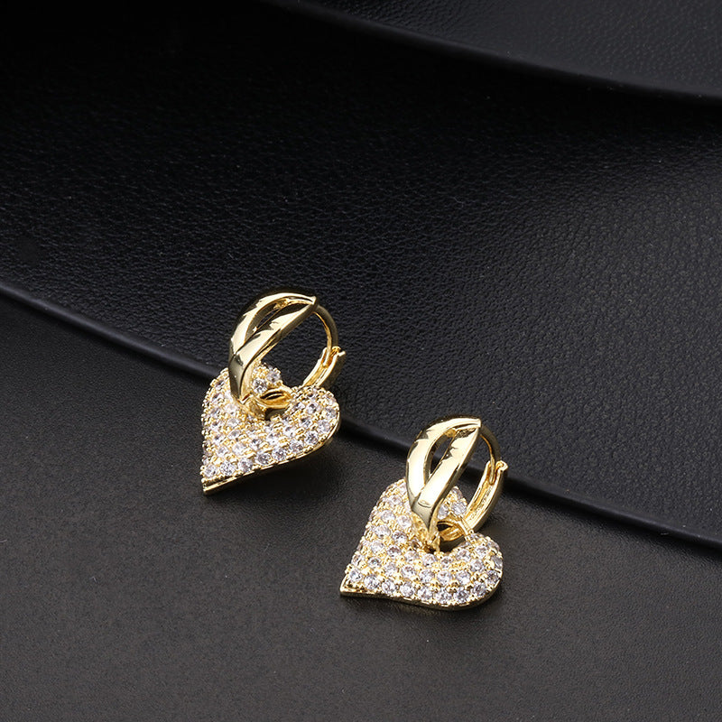 Copper Clip-on Earring with Micro-Inlaid Zirconia – Light Luxury