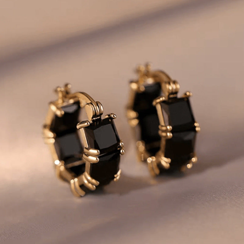 Boucles d’oreilles noires en zirconium, mode polyvalente et originale - NovaShop NovaShop Black Bigbuy
