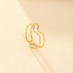 Simple retro openwork heart-shaped ring for women