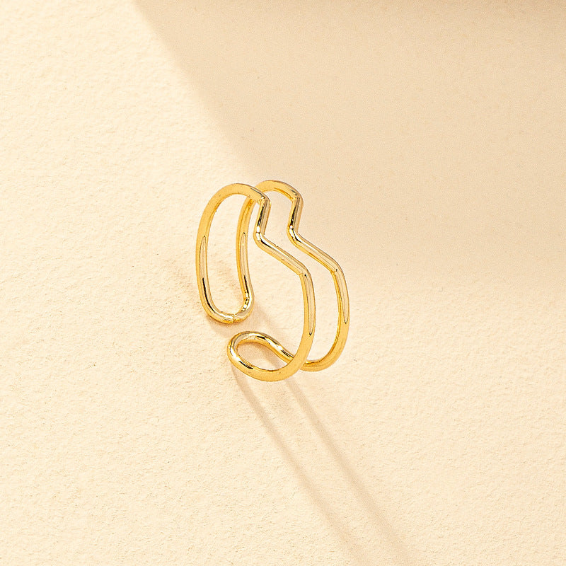 Simple retro openwork heart-shaped ring for women