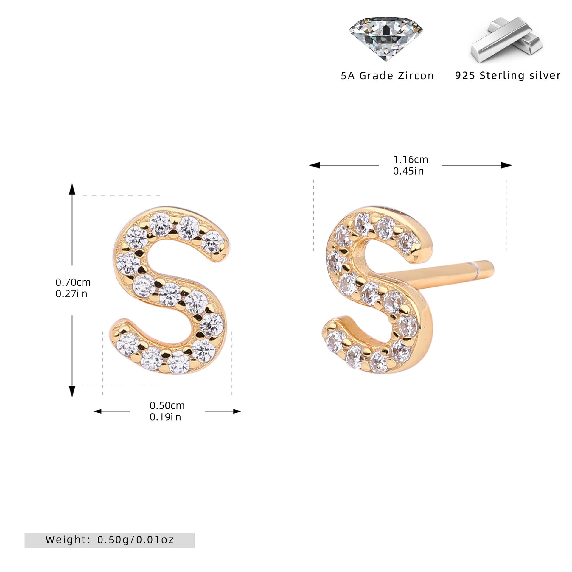 Elegant stud earrings for women with letters