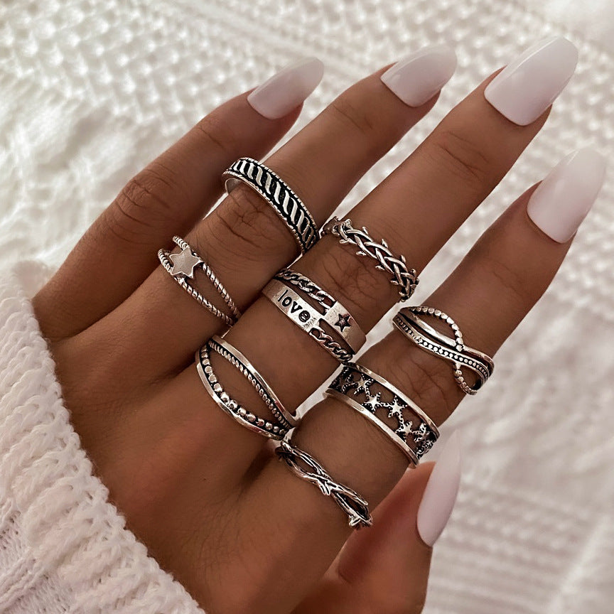 Fashionable butterfly and snake ring combination