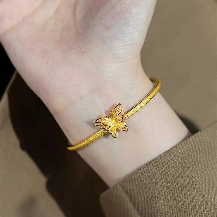 Bracelet demi-jonc papillon en soie ancienne au motif chanvre, style rétro chinois - NovaShop NovaShop Half Bracelet Bracelet Bigbuy