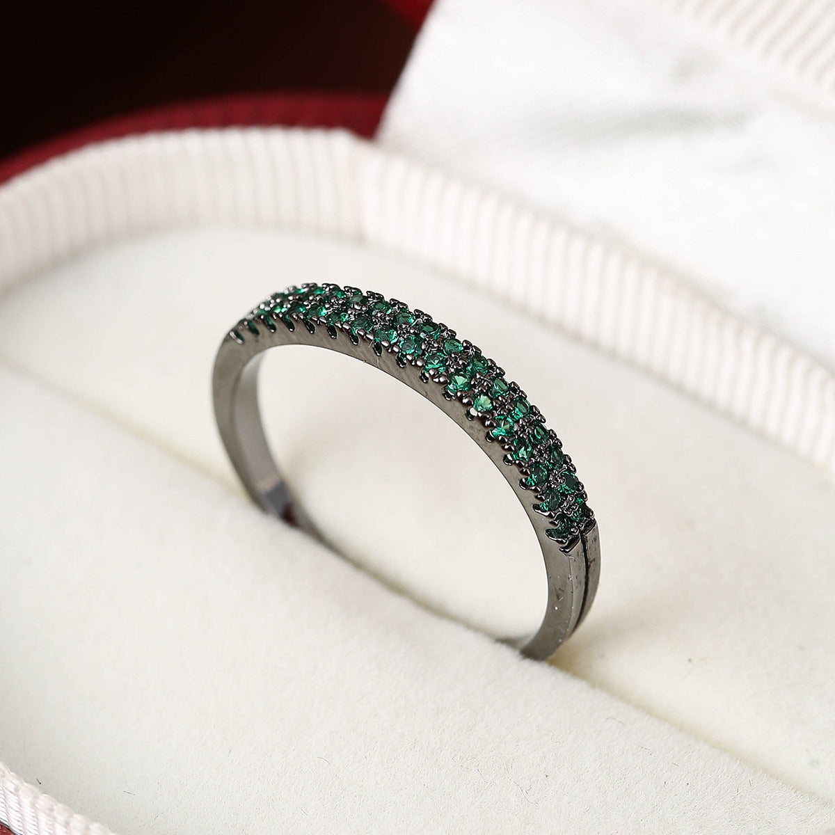 Elegant Simple Copper Ring with Inlaid Colorful Zircon