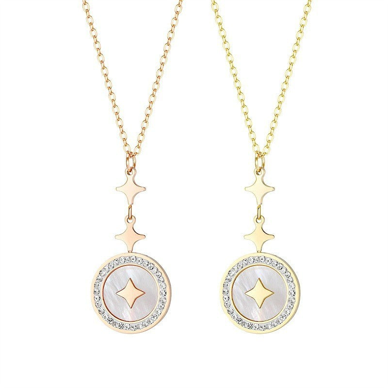 Collier Femme en Acier Titane avec Étoile à Six Branches et Diamant - NovaShop NovaShop Rose Gold / Other Bigbuy