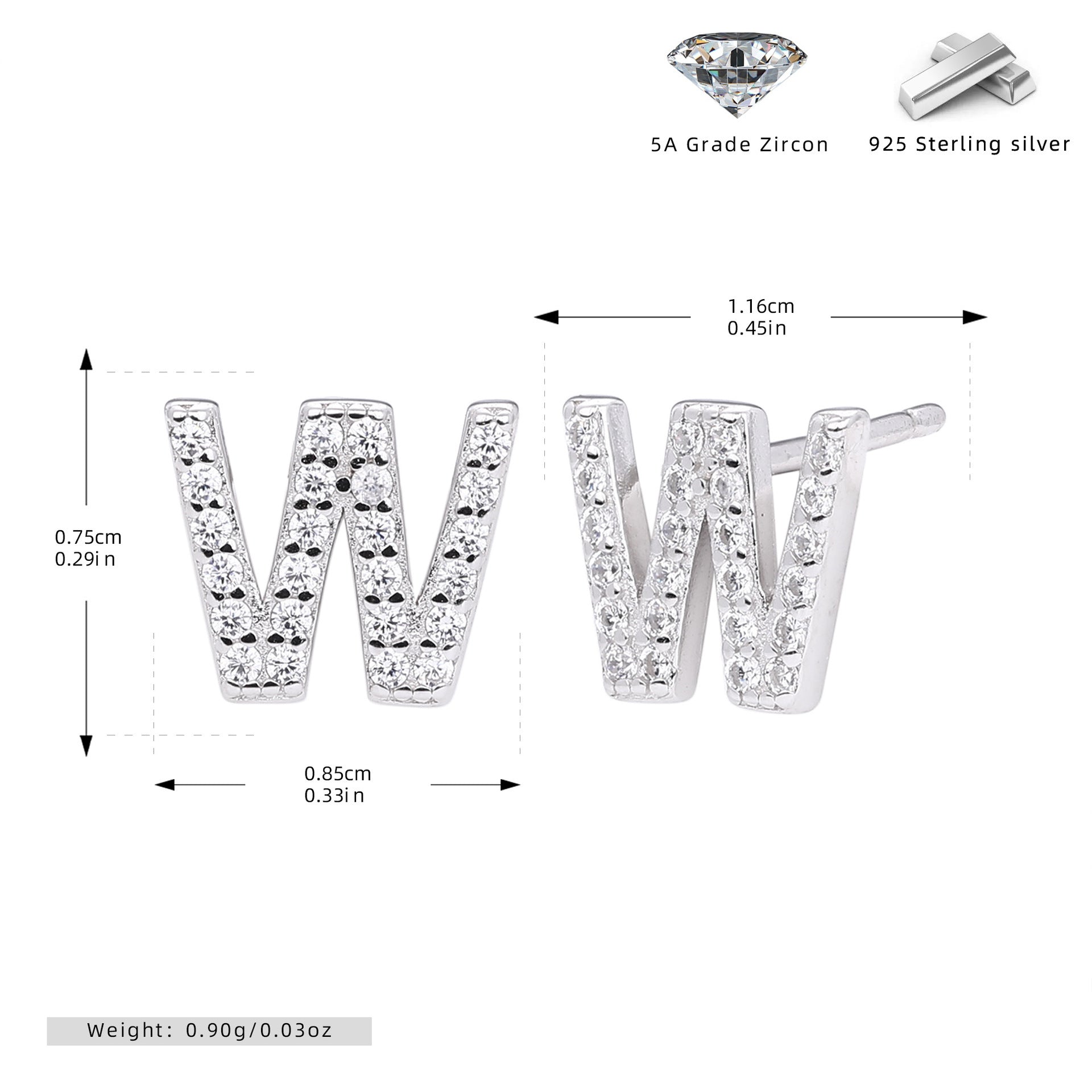 Elegant stud earrings for women with letters
