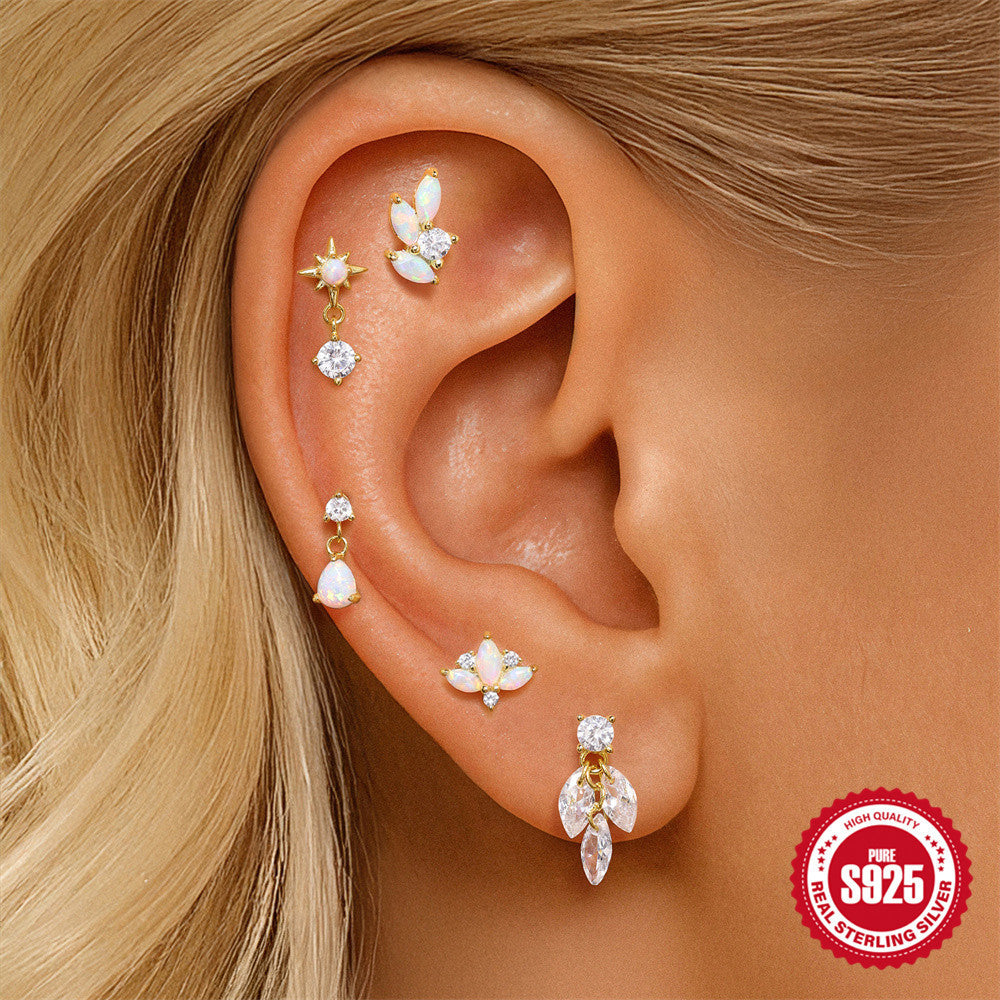 Boucles d’oreilles nœud géométrique en argent sterling S925 avec diamant - NovaShop NovaShop 4 Single Golden Bigbuy