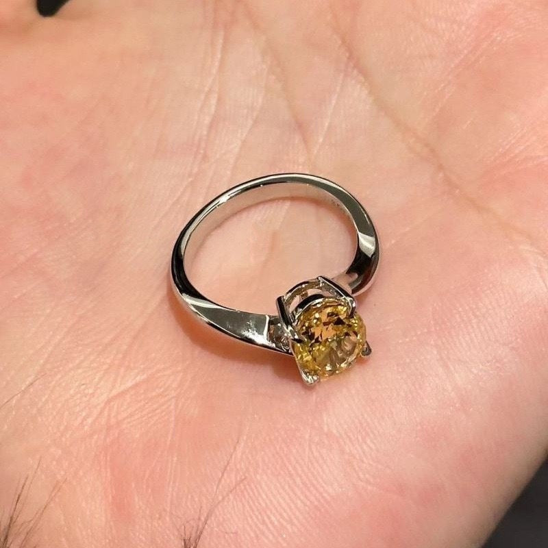 Elegant Affordable Luxury Yellow Crystal Women's Ring “Rock Sugar”