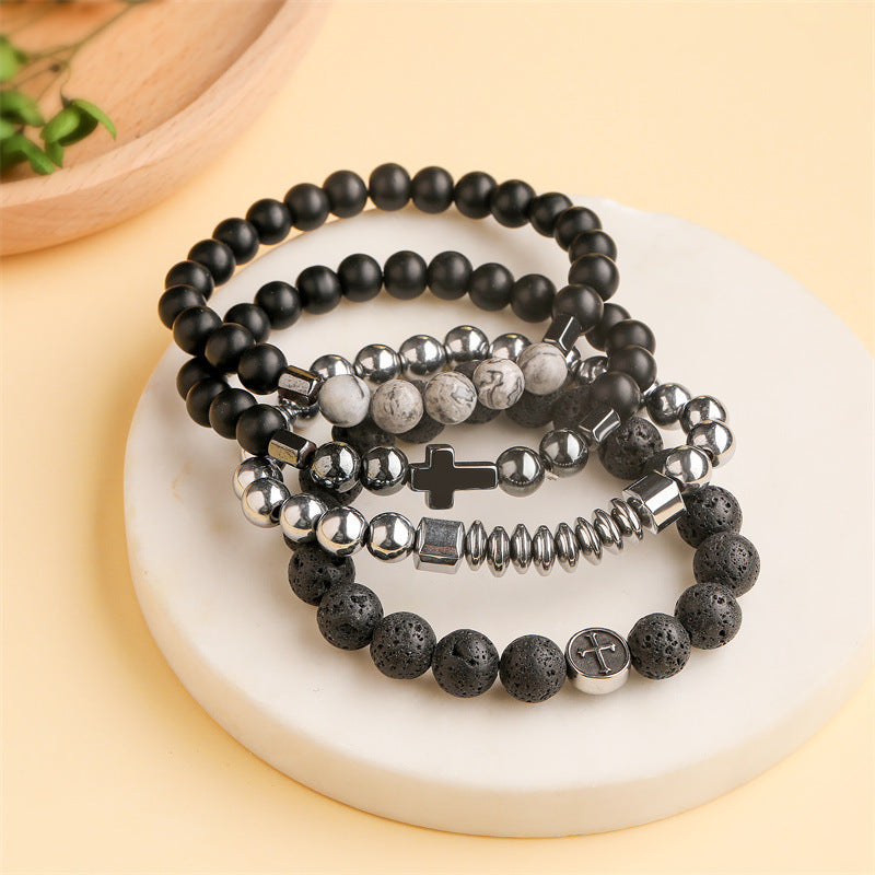 Bracelet en pierres de lave fini en acier inoxydable - NovaShop NovaShop Volcano / 10mm Bigbuy