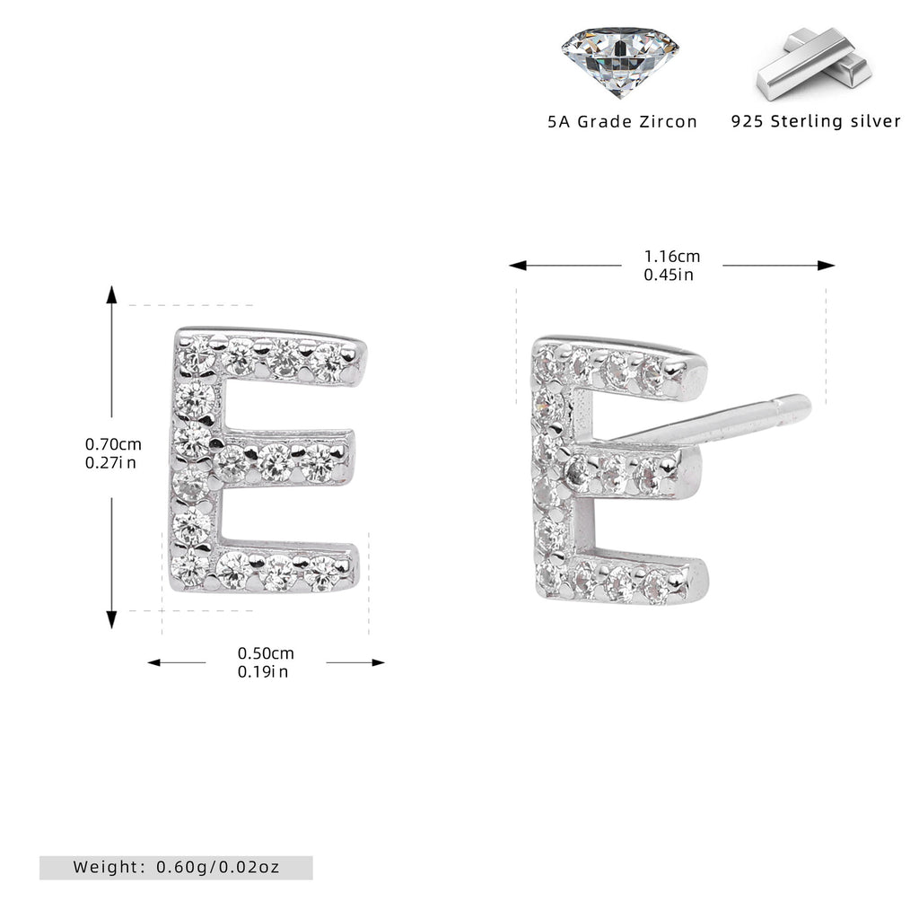 Boucles d’oreilles puces élégantes pour femmes avec lettres - NovaShop NovaShop Platinum E / 925 Silver Bigbuy