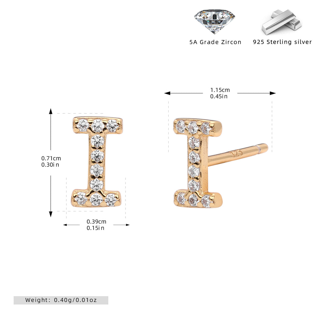 Boucles d’oreilles puces élégantes pour femmes avec lettres - NovaShop NovaShop Gold I / 925 Silver Bigbuy