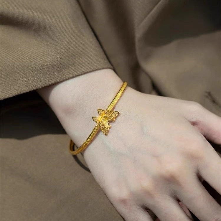 Bracelet demi-jonc papillon en soie ancienne au motif chanvre, style rétro chinois - NovaShop NovaShop Half Bracelet Bracelet Bigbuy