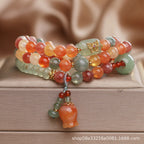 Natural Color Xinjiang Jinsi Jade Multi-circle Bracelet for Women