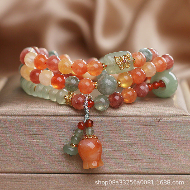 Natural Color Xinjiang Jinsi Jade Multi-circle Bracelet for Women