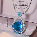 Collier pour femme simple et élégant avec pendentif à grands cristaux bleus - NovaShop NovaShop Blue Bigbuy