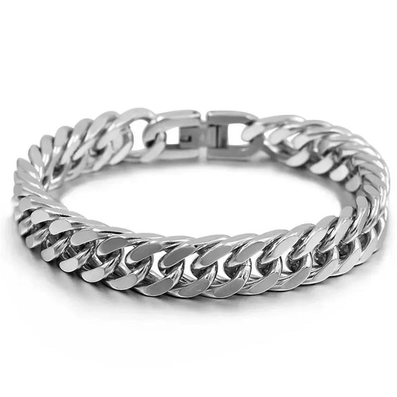 Domineering stainless steel bracelet with titanium steel buckle and diamonds