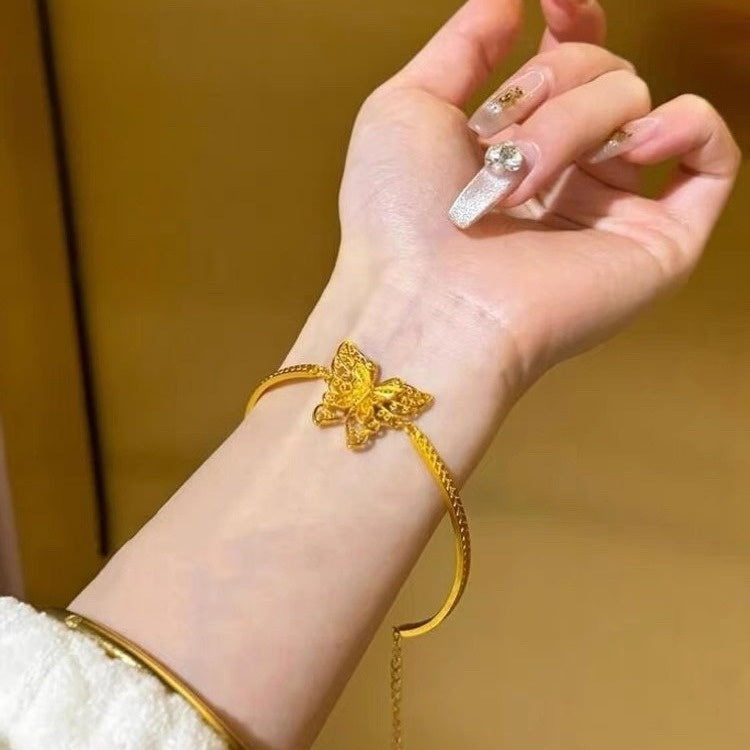 Bracelet demi-jonc papillon en soie ancienne au motif chanvre, style rétro chinois - NovaShop NovaShop Half Bracelet Bracelet Bigbuy