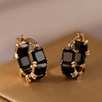 Boucles d’oreilles noires en zirconium, mode polyvalente et originale - NovaShop NovaShop Black Bigbuy