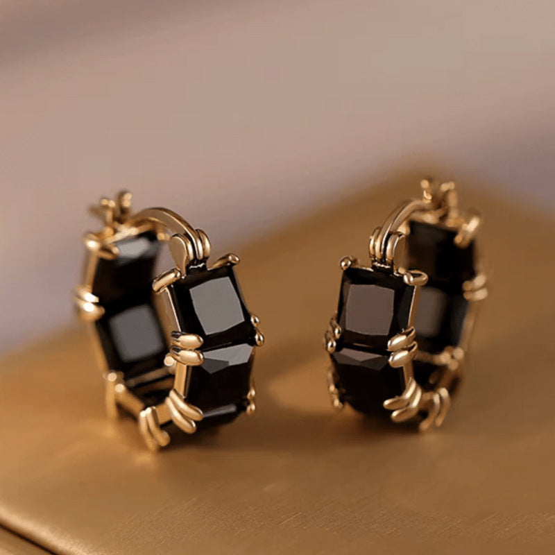 Boucles d’oreilles noires en zirconium, mode polyvalente et originale - NovaShop NovaShop Black Bigbuy