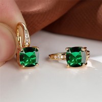 Korean style zircon inlaid square hook earrings