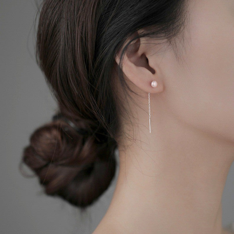 Boucles d’Oreilles Pendantes Femme à Aiguille en Argent Sterling - NovaShop NovaShop Light Pink Pearl 5mm Bigbuy